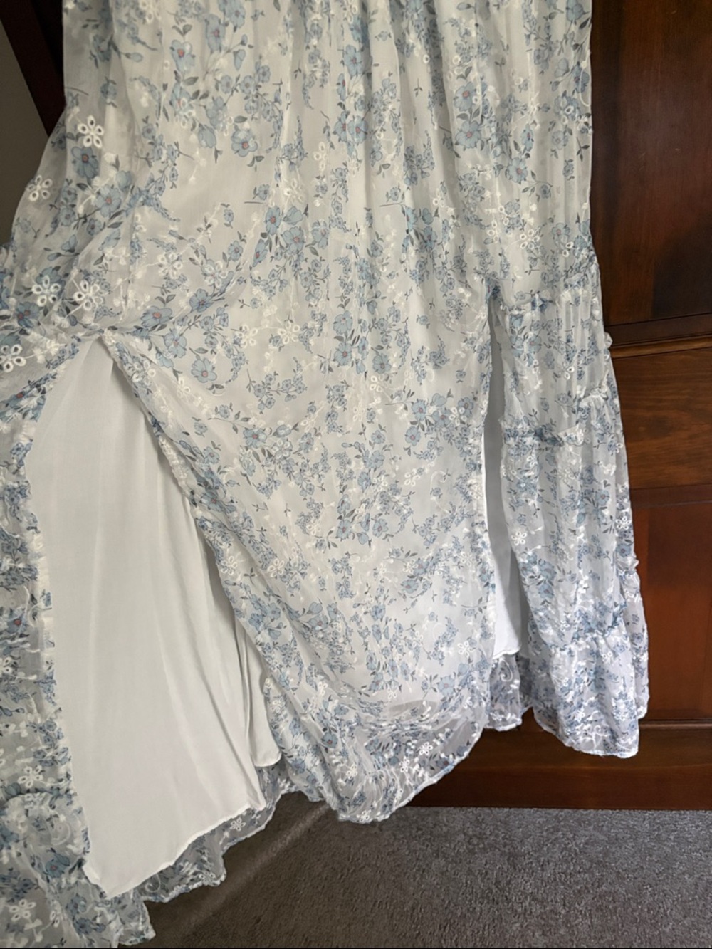 Storia Light Blue Floral Puff-Sleeve Maxi Dress - Picture 8 of 9